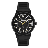 Ferragamo Men’s Swiss Made Quartz Black Silicone Strap Black Dial 44mm Watch SFHY01622